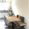 Tafel eettafel matrixpoot staal met massief eiken van Hout-Art.
