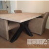 Tafel eettafel matrixpoot staal met massief eiken van Hout-Art.