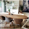 Tafel ovaal matrixpoot staal met massief eiken van Hout-Art.