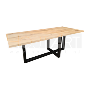 Tafel Design poot asymmetrisch staal met massief eiken