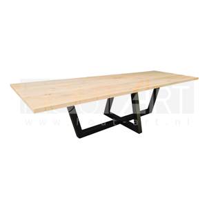 Tafel Design poot schuin staal met massief eiken