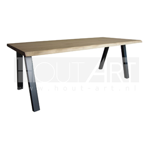 Tafel M-poot staal met massief eiken