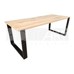 Bank u-poot inliggend staal met massief eiken van Hout-Art.