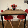 Tafel eettafel zwarte steigerbuis losse poten met steigerhout van Hout-Art.