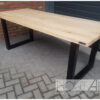 Tafel, eettafel u-poot staal met massief eiken van Hout-Art.