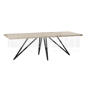 Tafel vlinder middenpoot staal met massief eiken