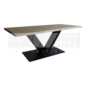 Tafel V-poot XL staal met massief eiken