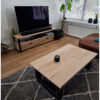 Salontafel u-poot staal met massief eiken van Hout-Art.