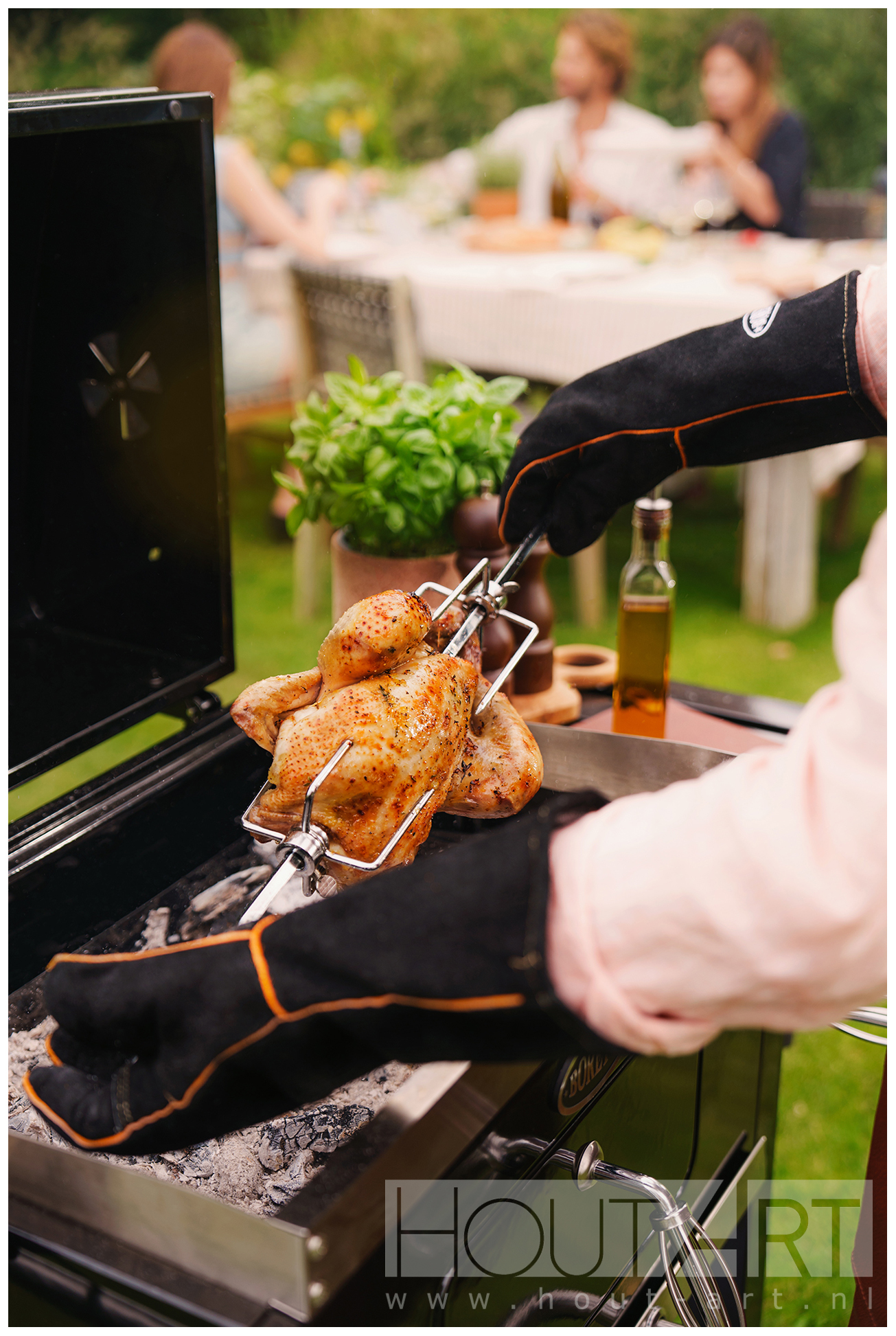 Boretti BBQ handschoenen leer leder set zwart van Hout-Art,