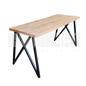 Bureau vlinderpoot staal met massief eiken