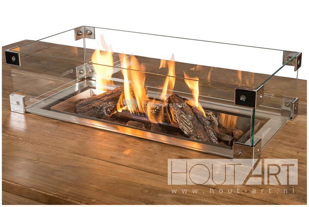 Glasset voor inbouwbrander rechthoek Happy Cocooning 72x35cm van Hout-Art.