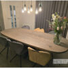 Tafel Deens ovaal Matrix poot met massief eiken van Hout-Art. Eettafel, matrixpoot, maatwerk, houtart.