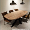 Tafel Deens ovaal Matrix poot met massief eiken van Hout-Art. Eettafel, matrixpoot, maatwerk, houtart.