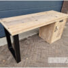 Bureau u-poot staal met kast en deur van steigerhout van Hout-Art.