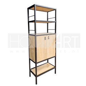 Boekenkast Library stalen frame eiken