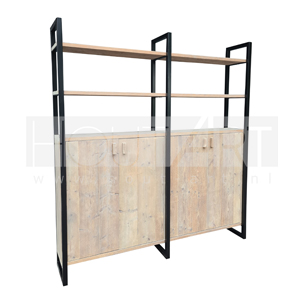 Kast Luxe stalen frame met deuren XL steigerhout