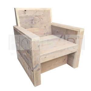 Loungestoel steigerhout terugliggende voorkant
