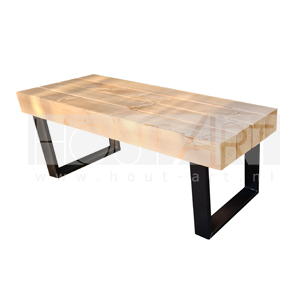 Bank u-poot staal met douglas balken