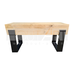 Bank stalen strippoot nieuw eiken balken