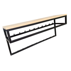 Kapstok hangend stalen frame met haken dubbel eiken