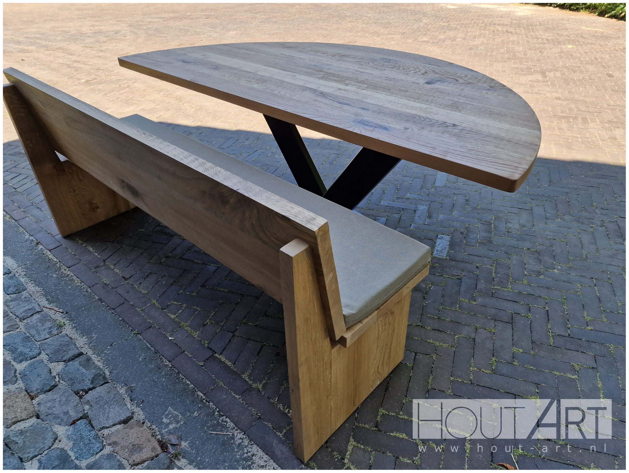 Bank rugleuning massief eiken van Hout-Art.