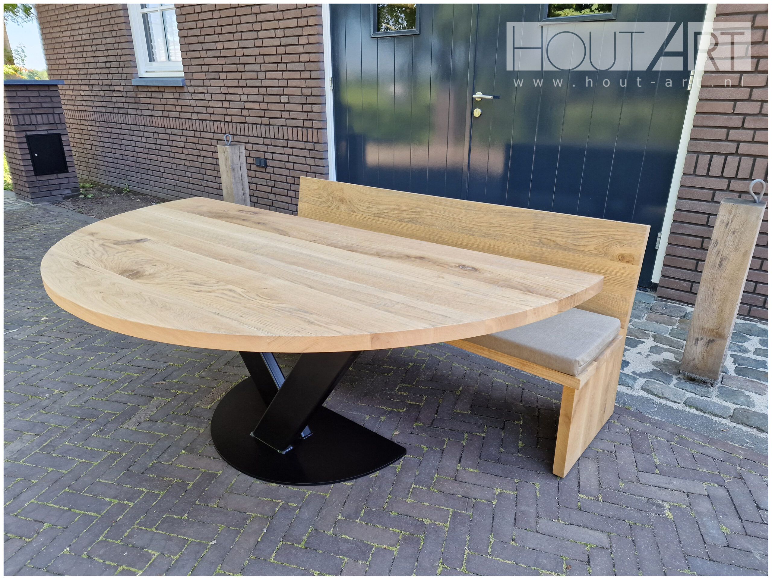 Bank rugleuning massief eiken van Hout-Art.