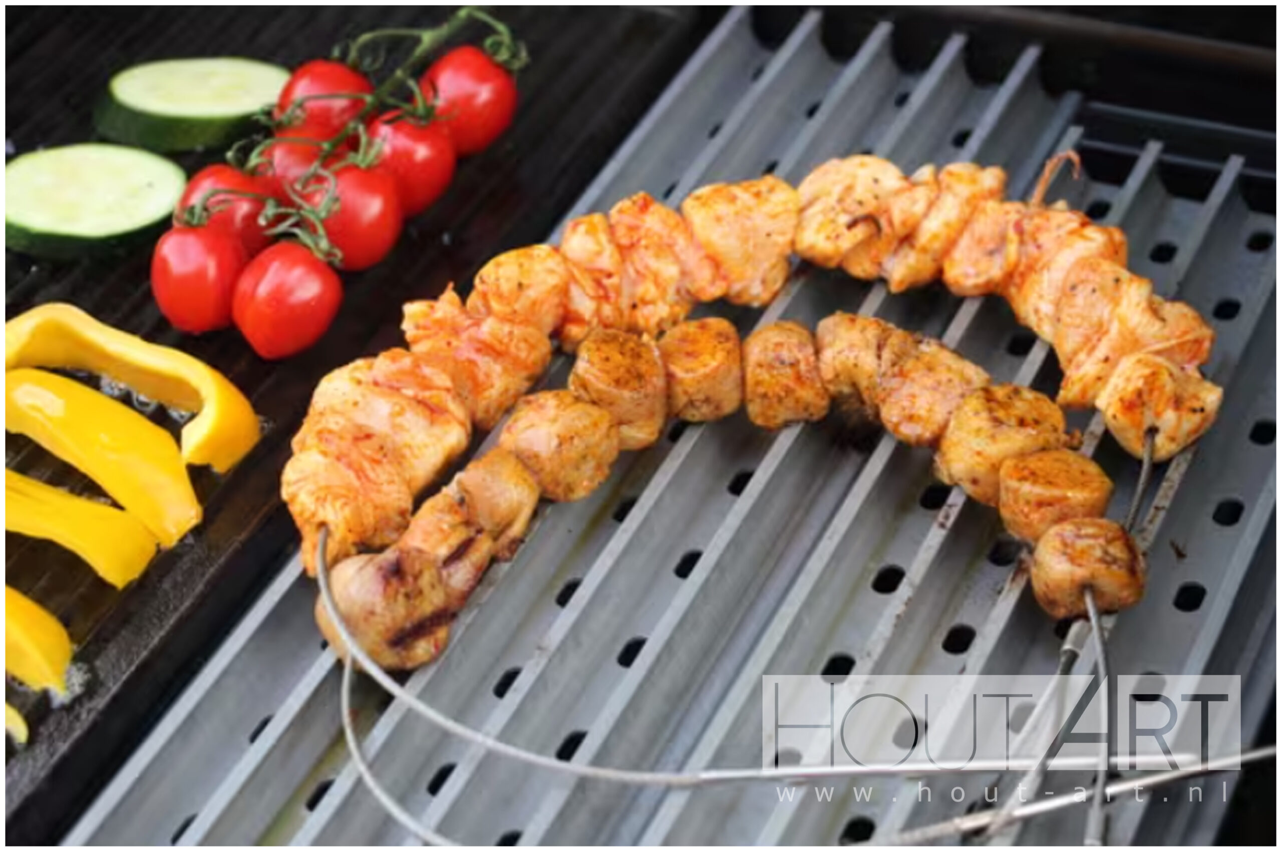 BBQ spies spiesen grillen, grillspies flexibel RVS van Hout-Art.