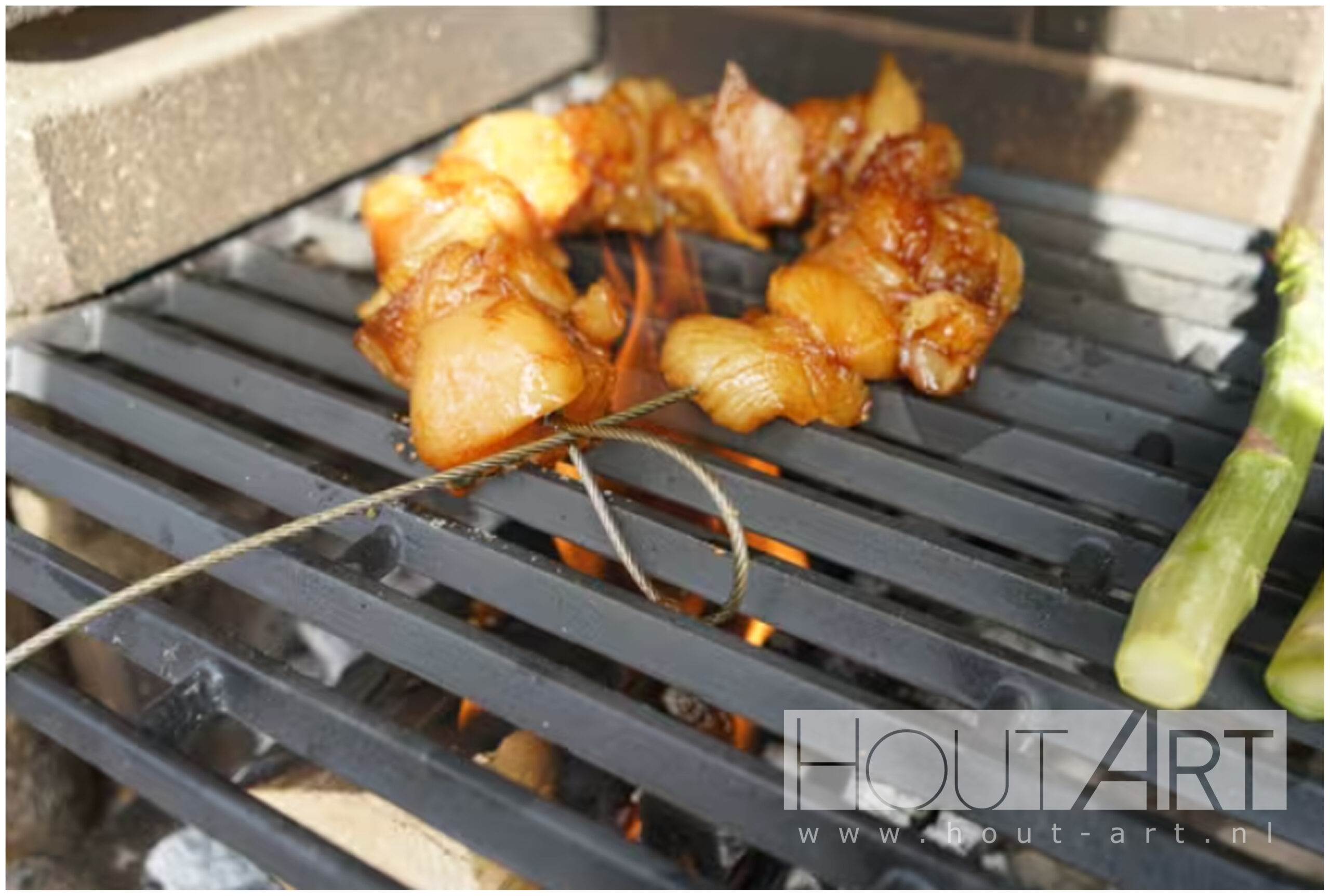 BBQ spies spiesen grillen, grillspies flexibel RVS van Hout-Art.