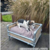 Hondenmand stoer Extra verzinkte steigerbuis met steigerhout van Hout-Art. mand, huisdier, kussen, honden, dieren, steigerbuizen, houtart.