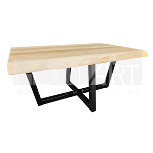 Salontafel Design poot schuin staal met massief eiken