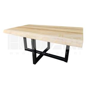 Salontafel dubbele u met massief eiken