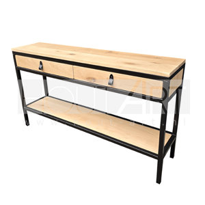 Sidetable stalen frame met lade(s) en legplank eiken