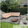 Loungebank hoekbank l-vorm doorlopende rug douglas balken verzinkt stalen frame van Hout-Art.