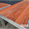 Bank padoek verzinkt stalen frame eettafel tuintafel inliggend van Hout-Art.