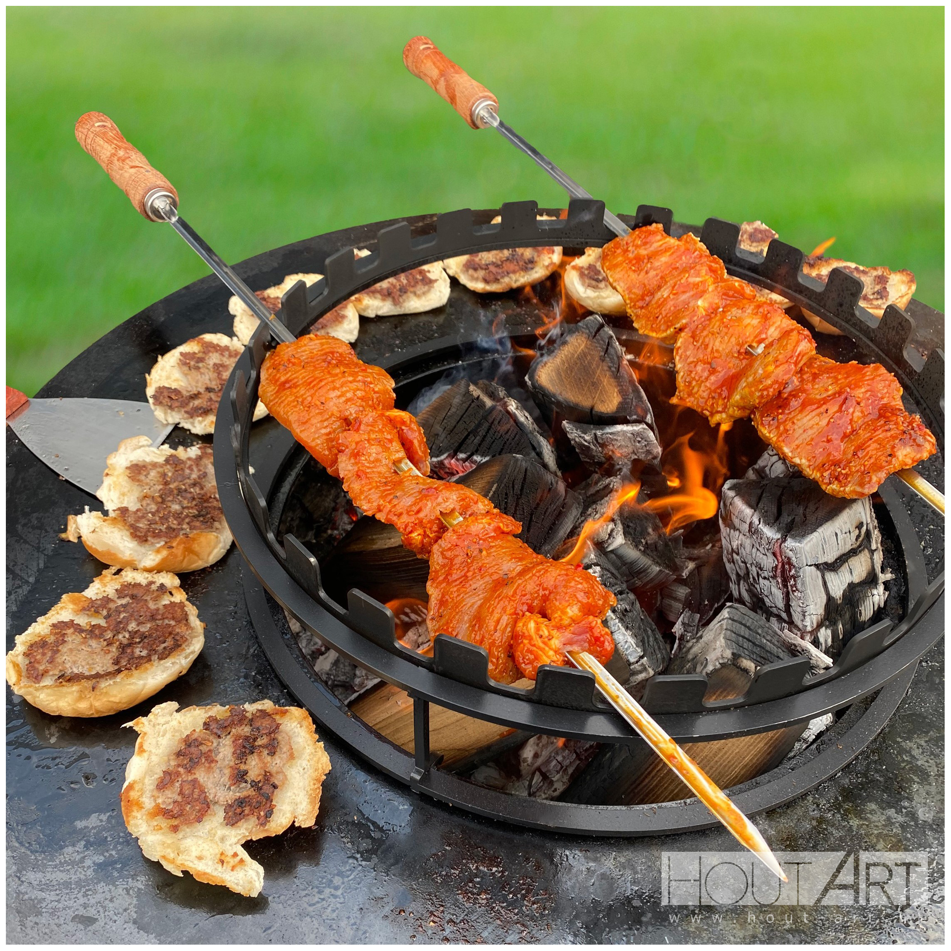 Bonfeu BBQ Spiezen ring spiezenring spies van Hout-Art.