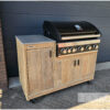 Tafel douglas hout stalen frame zwarte poedercoating tuintafel en eettafel van Hout-Art.