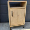 Kast bureaukast stalen onderfame eiken met deur en open vak van Hout-Art.