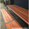 Tafel padoek verzinkt stalen frame eettafel tuintafel inliggend van Hout-Art.
