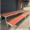 Tafel padoek verzinkt stalen frame eettafel tuintafel inliggend van Hout-Art.