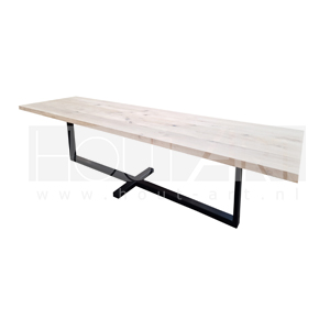 Tafel Plus poot staal met massief eiken