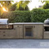 Buitenkeuken BBQ steigerhout Boretti Ligorio Top of Ibrido Top lades, deuren, koelkast, fridge, Kamado Egg barbecue van Hout-Art.