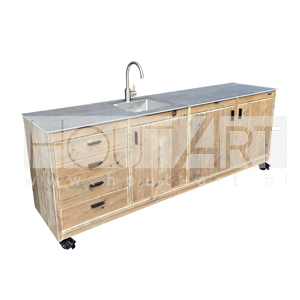 Buitenkeuken losse kast quattro CLEAN deuren en lades