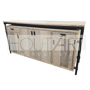 Dressoir Revento zwarte steigerbuis deuren/lades steigerhout