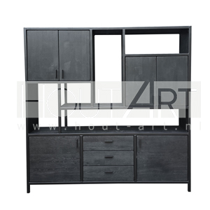 Vakkenkast XXL stalen frame eiken