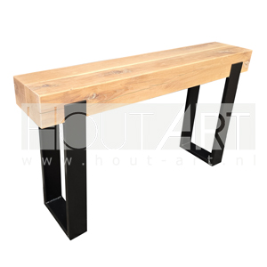 Sidetable stalen u-poot eiken balken