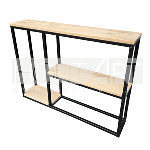Sidetable stalen frame legplanken eiken