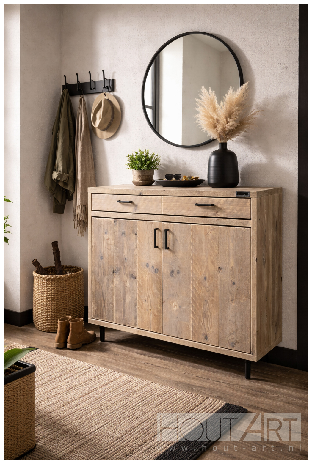 Schoenenkast schoenenrek steigerhout met lades en deuren van Hout-Art