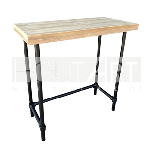 Sidetable Side XL zwarte steigerbuis met steigerhout