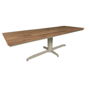 Tafel Design kolompoot staal met hardhout